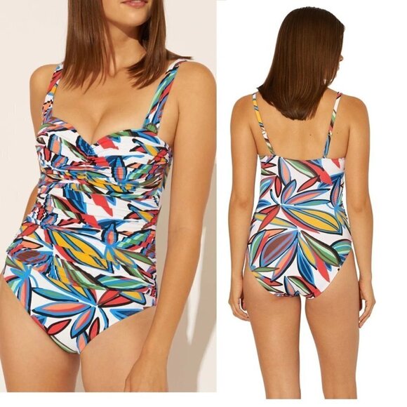 NWT Bleu Rod Beattie Lush Life Shirred 1 Pc Swimsuit Padded Underwire Sz 4 - Picture 1 of 8